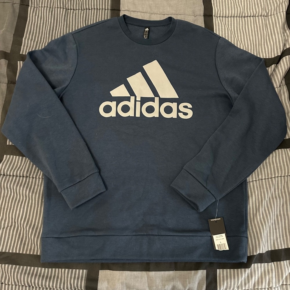 Mens Large Blue Adidas Sweater Brand New With Tags